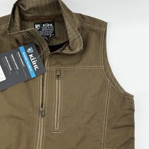 Kuhl Burr Vest Mens Small Khaki Rugged Warmth Outdoor Hiking Work Jacket New